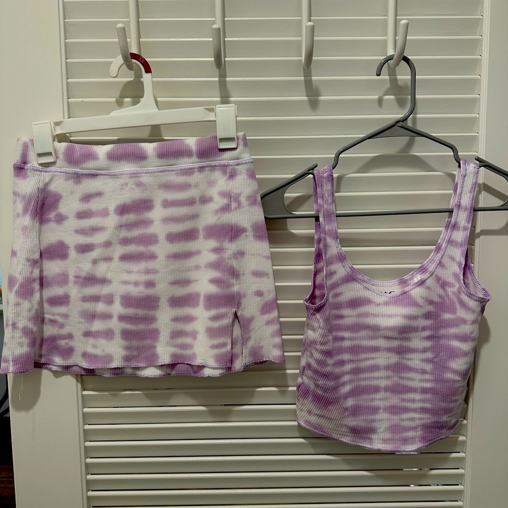 PAC SUN two piece set. White and purple skirt and tank top. Size small